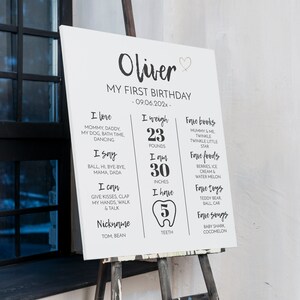 EDITABLE Minimal First Birthday Milestone Board Template, Modern 1st Birthday Milestone Poster, Baby Milestone Sign, Instant Download. #M004 image 4