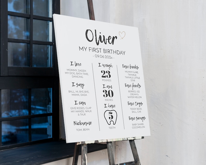 EDITABLE Minimal First Birthday Milestone Board Template, Modern 1st Birthday Milestone Poster, Baby Milestone Sign, Instant Download. #M004 image 4