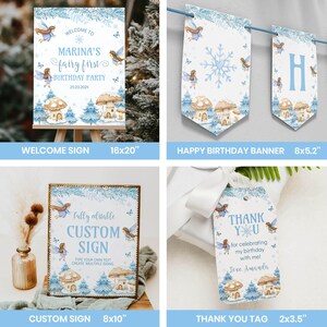 Winter Fairy Birthday Bundle | Woodland Fairy First Party Kit | Winter Onederland 1st Birthday Printable Set. W020 image 3