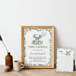 REDIGERBAR Koalas 1-årsdags-tidskapselmall, Koala-fest-tidskapselkort, australiskt djur-födelsedagsminnessak, utskrivbar. K001 bild 4