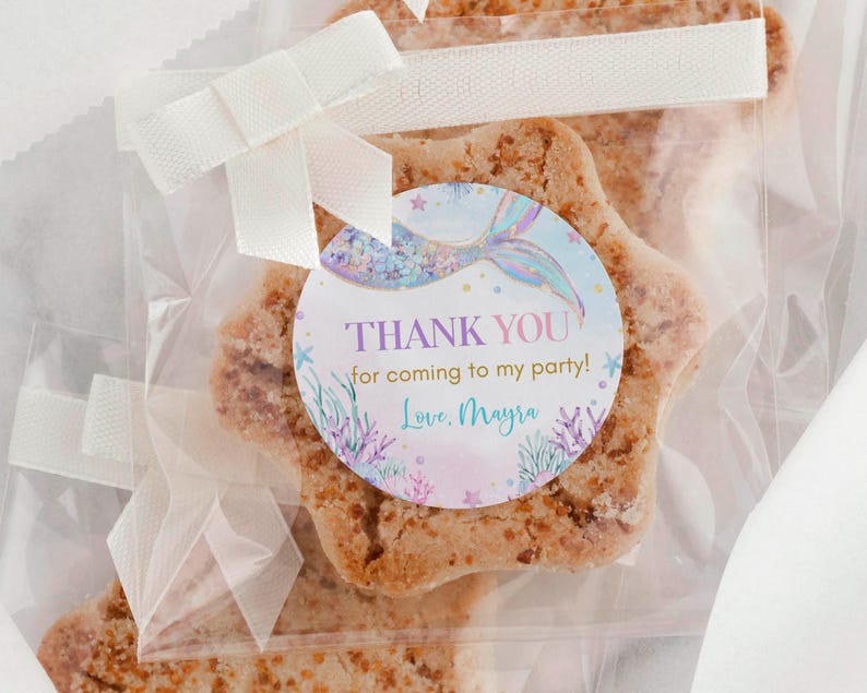 EDITABLE Mermaid Birthday Thank You Tag, Under The Sea Birthday Favor Label, Girl 1st Birthday Decor, Printable Template