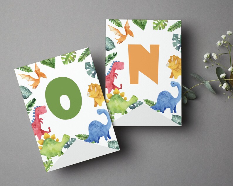 Dinosaur First Birthday High Chair Banner, Dinosaur Birthday Party One Highchair Banner, Dinosaur Party Decorations, Printable Template D006