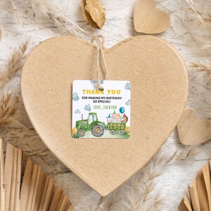 EDITABLE Tractor Birthday Thank You Tag, Farm Birthday Favor Label ...