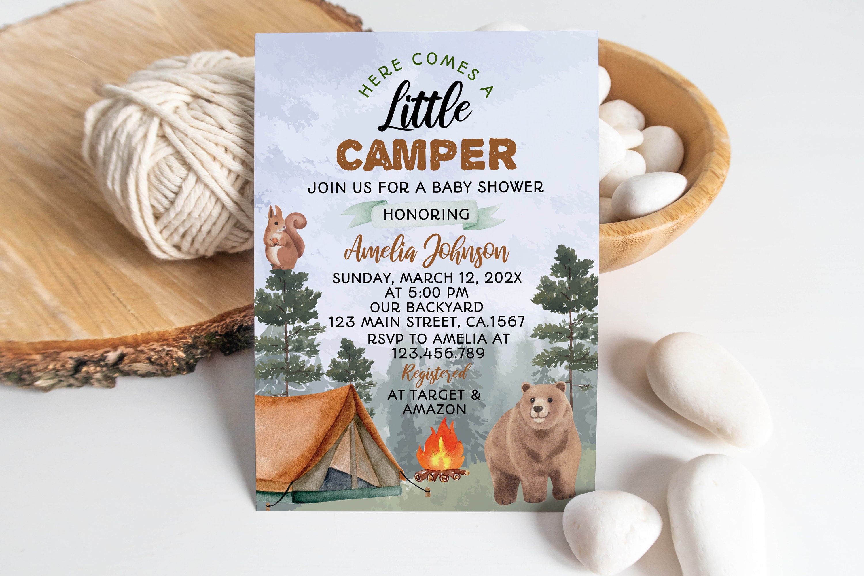 Editable Camping Baby Shower Invitation Adventure Baby Shower Etsy