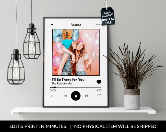 Editable Custom Song Poster, Personalized Music Print, Spotify Print, Gift  for Best Friend, Present for Her/him, Printable Template.so01 
