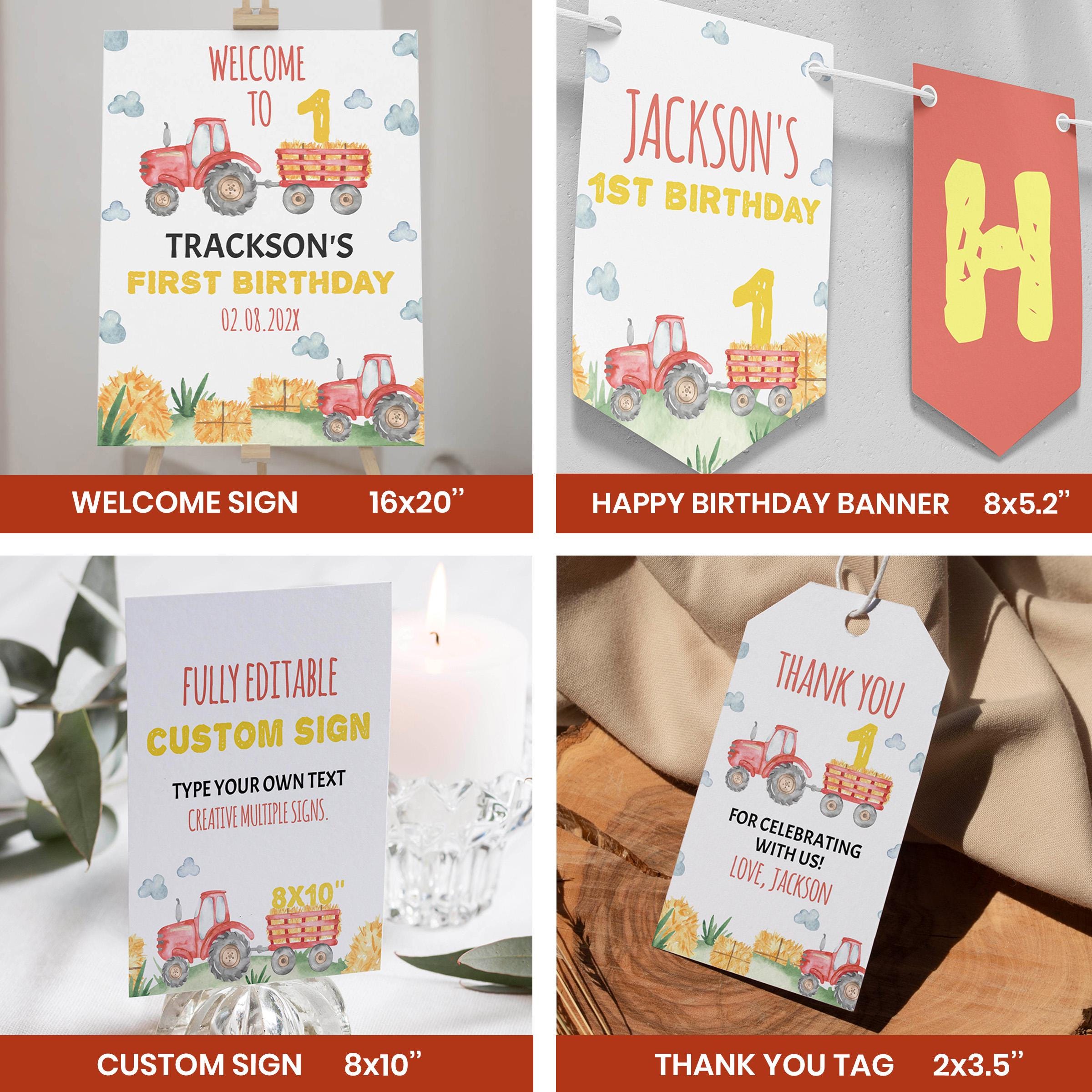 Editable Red Tractor Birthday Invitation Bundle, Farm Boy 1st Birthday ...