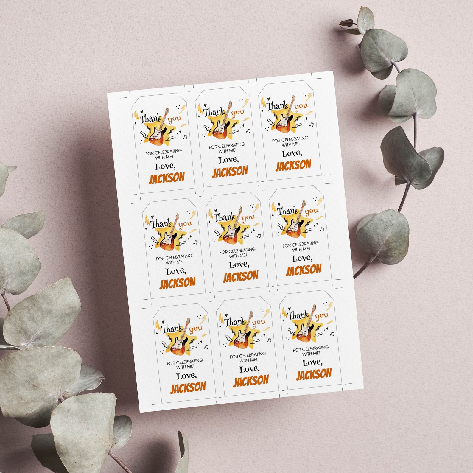 EDITABLE One Rocks Favor Tags Rock and Roll Birthday Thank - Etsy