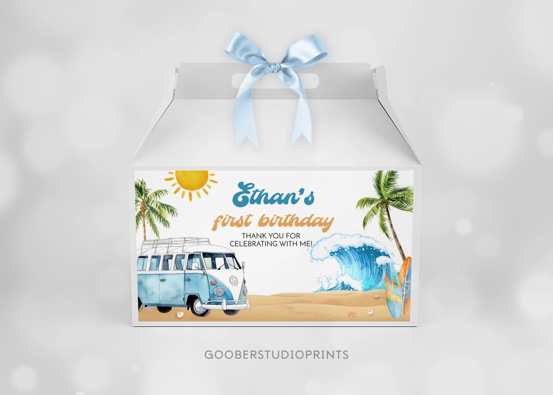 EDITABLE the Big One Party Favor Box Labels, Boy 1st Birthday Gable