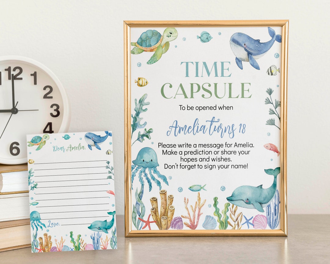 EDITABLE Under the Sea Time Capsule Template, Ocean 1st Birthday Time ...