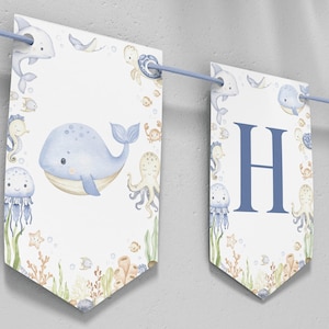 Editable Under The Sea Birthday Banner, Oneder The Sea Happy Birthday Decor, Cute Ocean Birthday Party Decoration, Printable Template