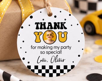 EDITABLE One Happy Dude 1st Birthday Thank You Tag, Boy Party Favor Labels, One Happy Dude Birthday Party Favor Tag, Printable Template O008