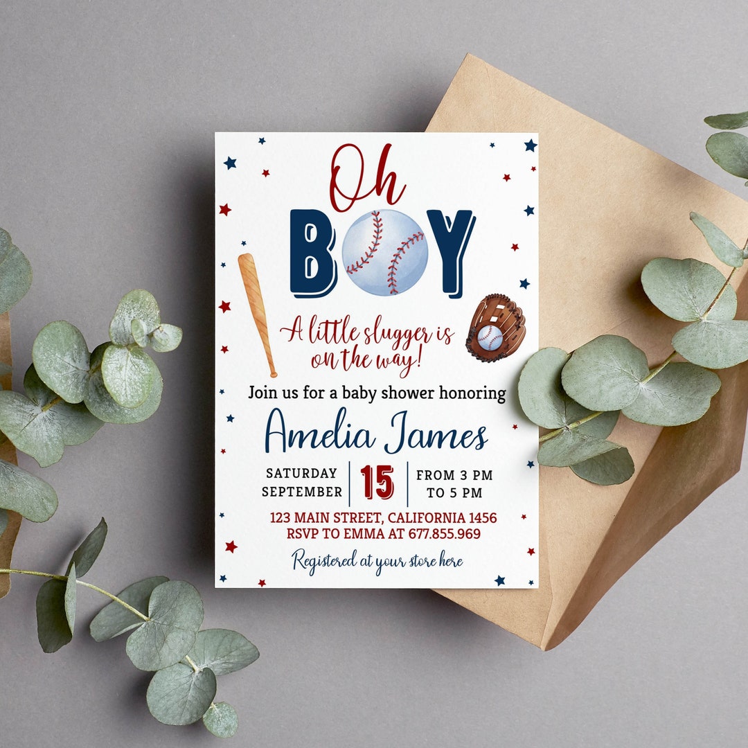 Editable Baseball Baby Shower Invitation, Sports Baby Shower Invitation