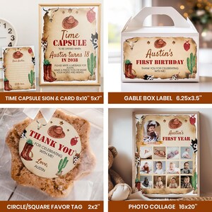 Paquete de invitaciones editables para mi primer cumpleaños de rodeo, kit para fiesta de primer cumpleaños de vaquero, paquete de decoración para cumpleaños del oeste, descarga instantánea. R007 imagen 7