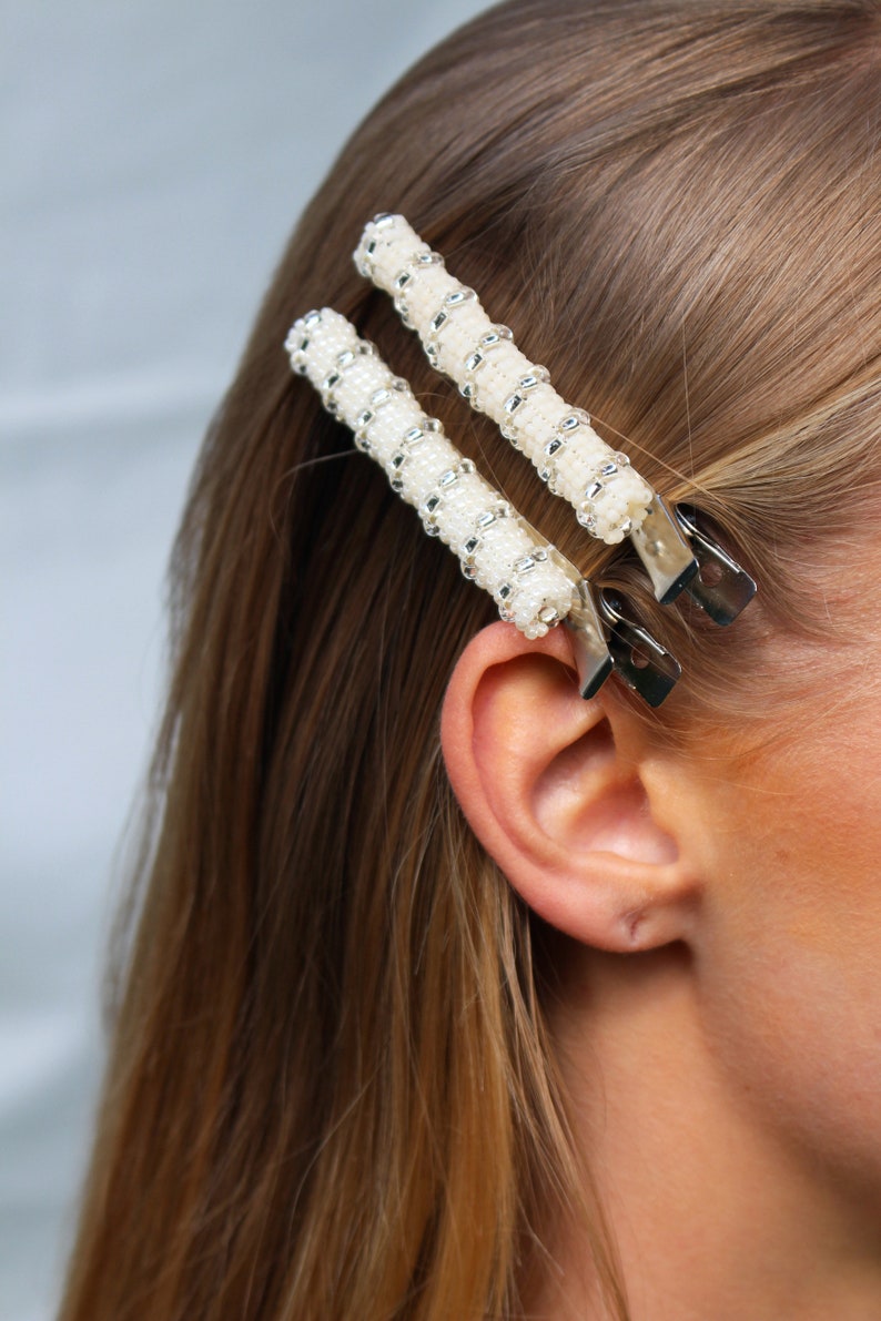 Minimalist Hair Pin Ivory Hair Barrette Large Hair Clip Set Etsy