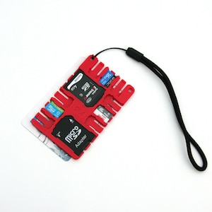 Sdorago, SD-Speicherkartenhalter (9x Micro-SD / 2x SD), Kreditkartenformat, viele Farben, incl. Handschlaufe