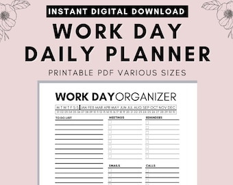 Work Day Planner: Printable Daily Task List (Digital Download)