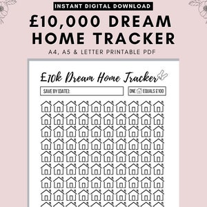 Saving For A House Deposit Fund Tracker, House Savings, Saving For The Future, House Fund Savings Printable Download Goal Setting Printable