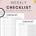 Weekly Checklist Printable: To-do List Planner (letter/a4) (instant ...