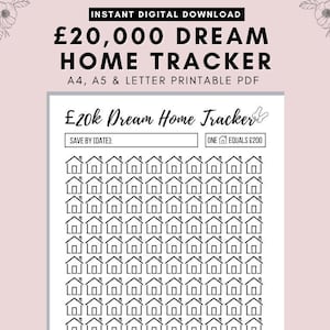 Saving For A House Deposit Fund Tracker, House Savings, Saving For The Future, House Fund Savings Printable Download Goal Setting Printable