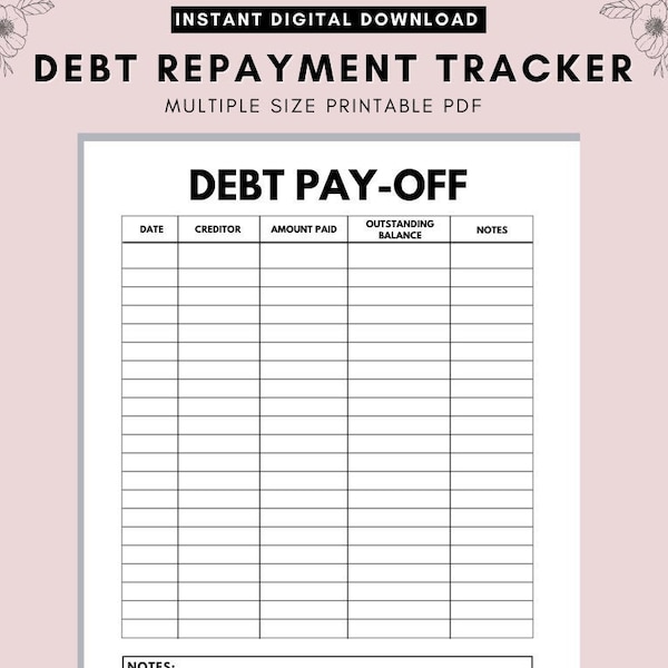 Debt Rückzahlung druckbar, Debt Tracker, Debt Payoff Tracker, Debt Snowball, Finanz Tracker, Debt Free Planner, A5 Planner Einsätze