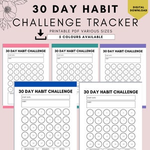 30 Day Challenge, 30 Day Challenge Tracker, 30 Day Challenge Printable, Habit Tracker, 30 Day Goal Tracker, 30 Day Tracker, Fitness Tracker