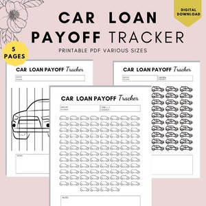 Tracker di rimborso auto, Tracker di rimborso del debito del prestito auto stampabile Pacchetto di, Bundle Tracker di prestito auto stampabile Scarica l&#39;impostazione degli obiettivi stampabile