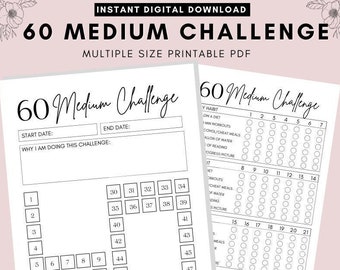60 Medium Challenge Tracker: Fitness & Self-Improvement (Digital Download)
