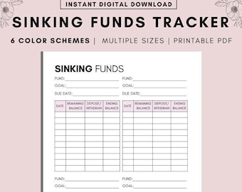 Sinking Funds Tracker Printable: Savings Challenge (Digital Download)