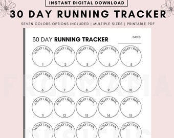 Registro de carrera de 30 días: Registro mensual imprimible (descarga digital)