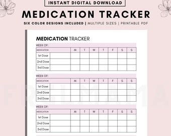 Afdrukbare medicatietracker, maandelijkse medicatietracker afdrukbaar, wekelijks medicatielogboek, supplementtracker, pillen, medicijnlijst, PDF
