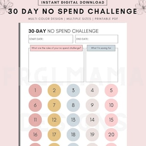 No Spend Challenge Printable No Spend Tracker No Spend Challenge No