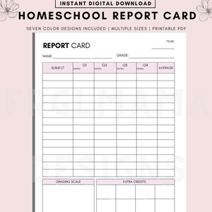 Boleta de calificaciones de educación en el hogar, Informe de progreso de educación en el hogar, Informe académico de educación en el hogar, Transcripción de la educación en el hogar, Informe de progreso académico, Planificador