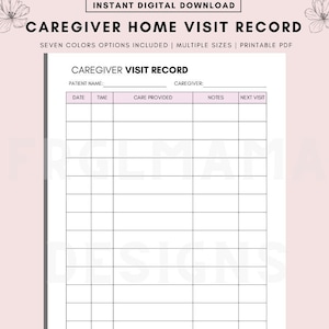Caregiver Daily Log, Caregiver Checklist, Daily Caregiver Notes, Caregiving Journal, Elderly Care Senior Care Plan, Home Healthcare