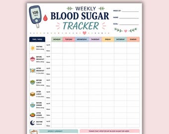 Blood Sugar Log Printable, Blood Sugar Tracker Printable, Blood Glucose Tracker, Diabetic Log, Blood Sugar Log, Diabetes Tracker, Instant