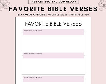 Favorite Bible Verse Printable: Scripture Cards (Letter PDF) (Digital Download)