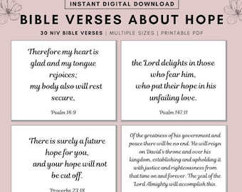 30 Encouraging Bible Verse Cards: Scripture Memory, Daily Devotion (PDF)