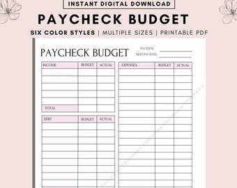 Paycheck Budget Overview Template Printable, Paycheck Budget Printable, Budget Binder, Budget Planner,  Budget Template  A4 A5 Letter PDF