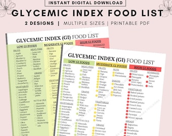 Elenco degli alimenti con indice glicemico stampabile, Elenco degli alimenti glicemici, Elenco degli alimenti per diabetici, Indice glicemico, Diabete stampabile, Grafico degli alimenti Lista della spesa