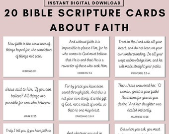 20 Faith Scripture Cards: Encouraging Bible Verse Printables (PDF)