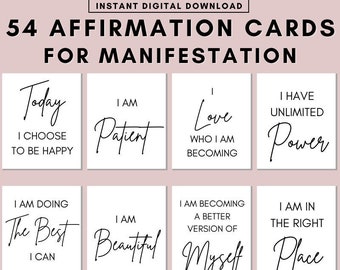 Positive Affirmation Card Deck, Vision Board Printables, Cards for Law of Attraction, Manifesting Kit, Self Care Printables, DIGITAL