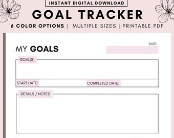 Goal Planner Printable: Productivity & Fitness Tracker (A4, A5, Letter PDF)