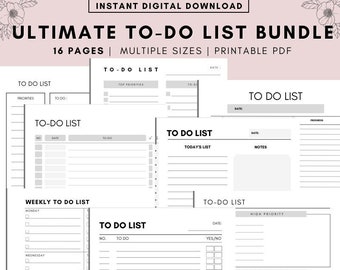 Lot minimaliste à imprimer pour la liste des tâches : agenda quotidien (PDF)