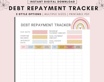 Rainbow Debt Payment Tracker Printable: Snowball Payoff (Digital Download)