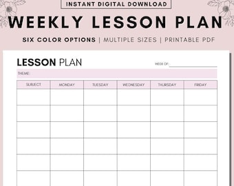 Printable Weekly Lesson Plan Template Preschool/kindergarten Etsy