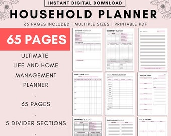 Planner voor woningbeheer: afdrukbare huishoudelijke map (A4, A5-letter)