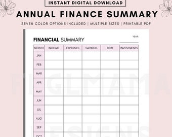 YEARLY Budget Overview Template Printable, Budget Binder, Budget Planner, Paycheck Budget Printable, Budget Template  A4 A5 Letter PDF