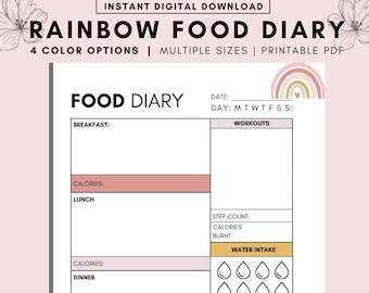 Daily Food Diary Printable, A4 A5 Printable Daily Food Journal, Minimalist Daily Calorie Tracker, Daily Calorie Counting, Food Diary, PDF
