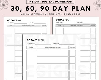 30 60 90 Day Plan Template - Etsy