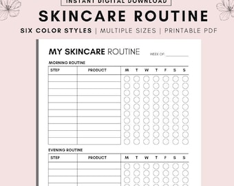 Skincare Routine Planner Printable: Daily Beauty & Self Care (PDF)