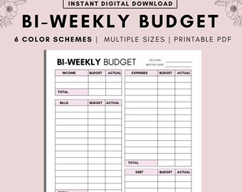 BI-WEEKLY Budget Overview Template Printable, Paycheck Budget Printable, Budget Binder, Budget Planner, Budget Template A4 A5 Letter PDF